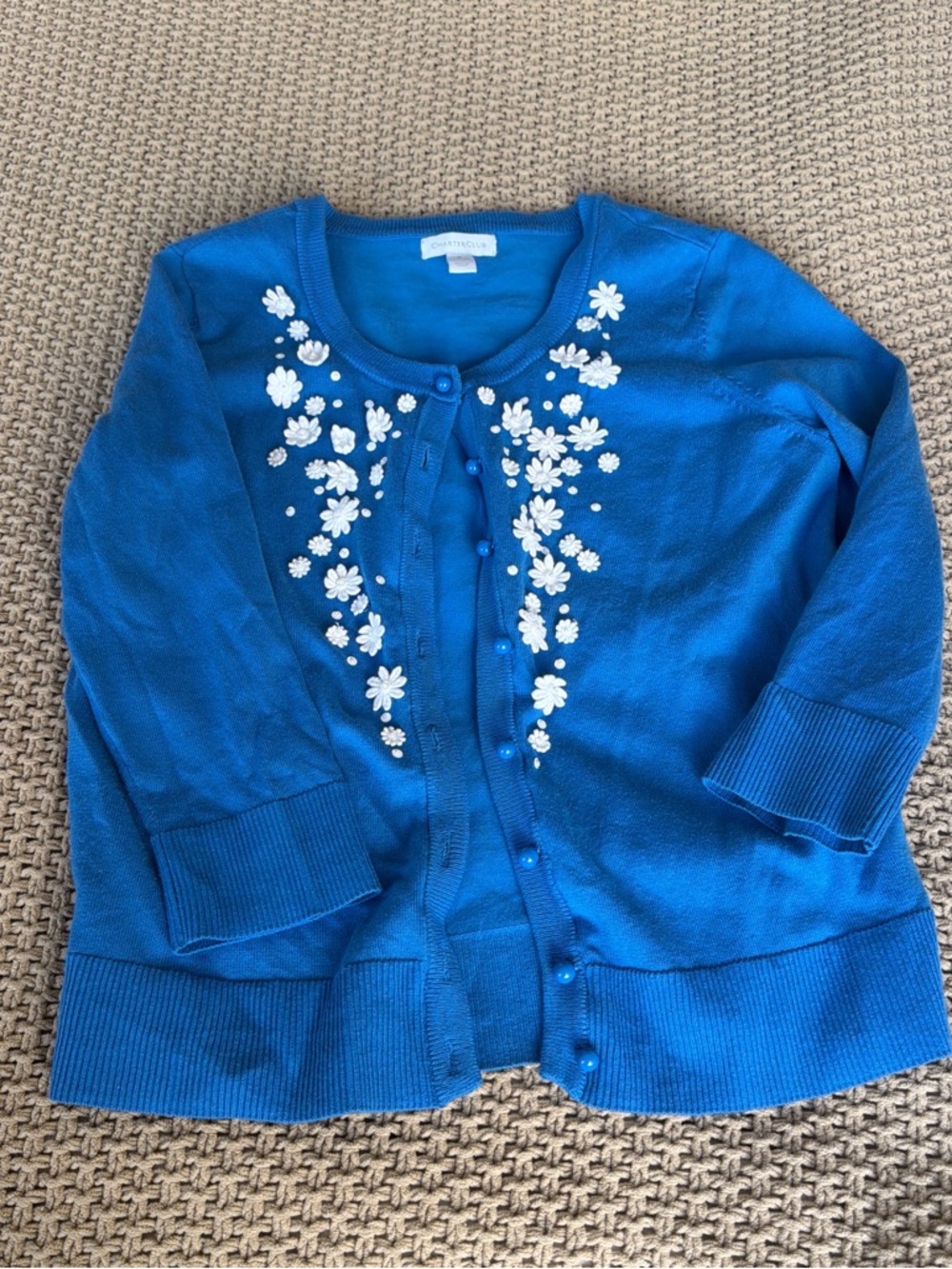 Embroidered Blue Cardigan